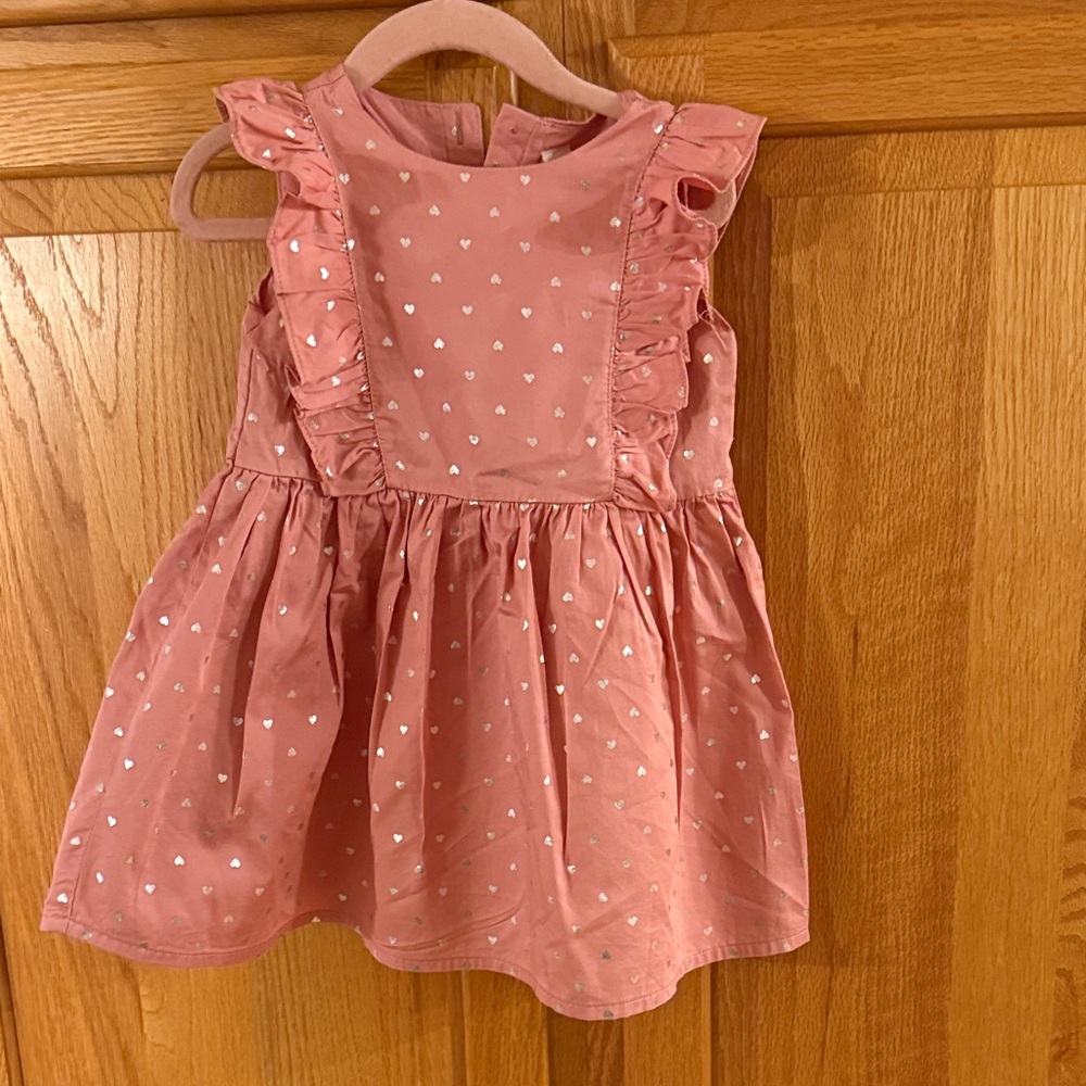 Carter's Pink Heart Print Dress with Ruffles